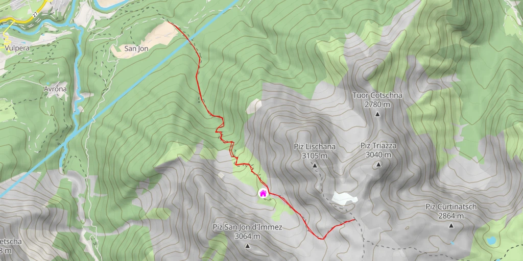 Map of the trail for Rims - Uina