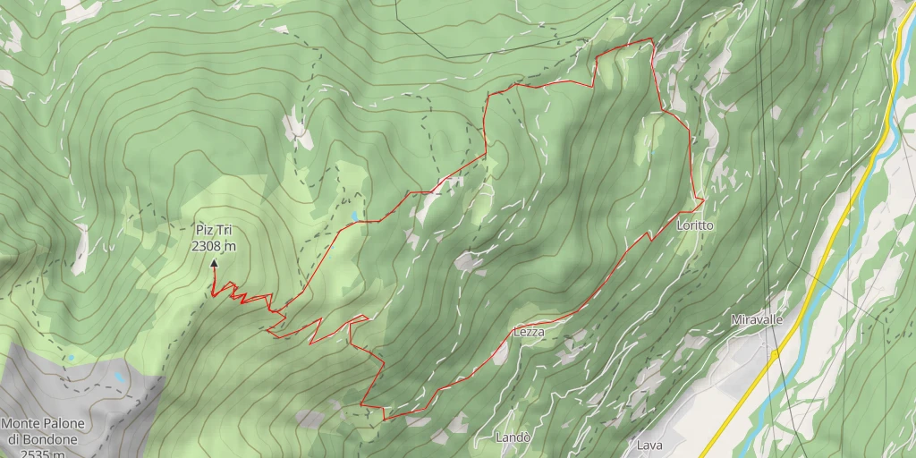 Map of the trail for Piz Tri