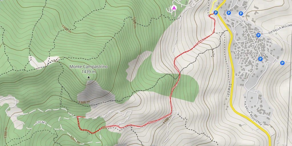 Map of the trail for AI - Ponte Radio - Cervarezza