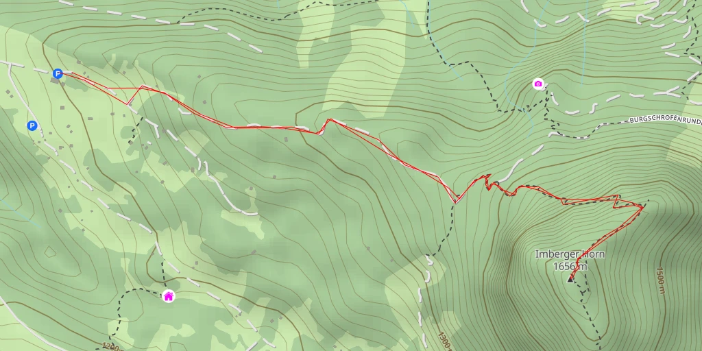 Map of the trail for Imberger Horn