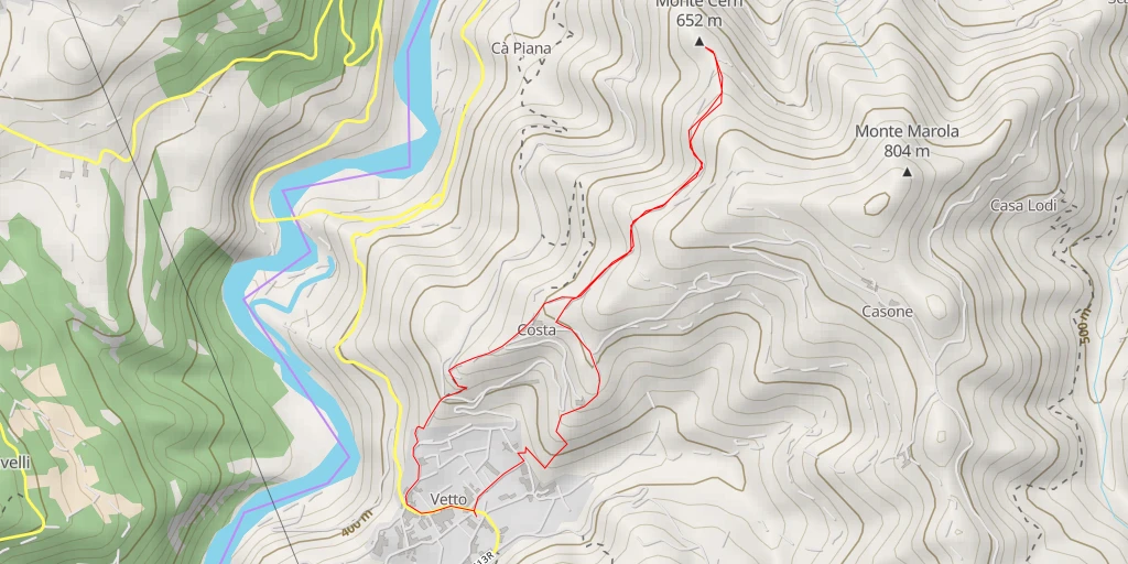 Map of the trail for Monte Cerri