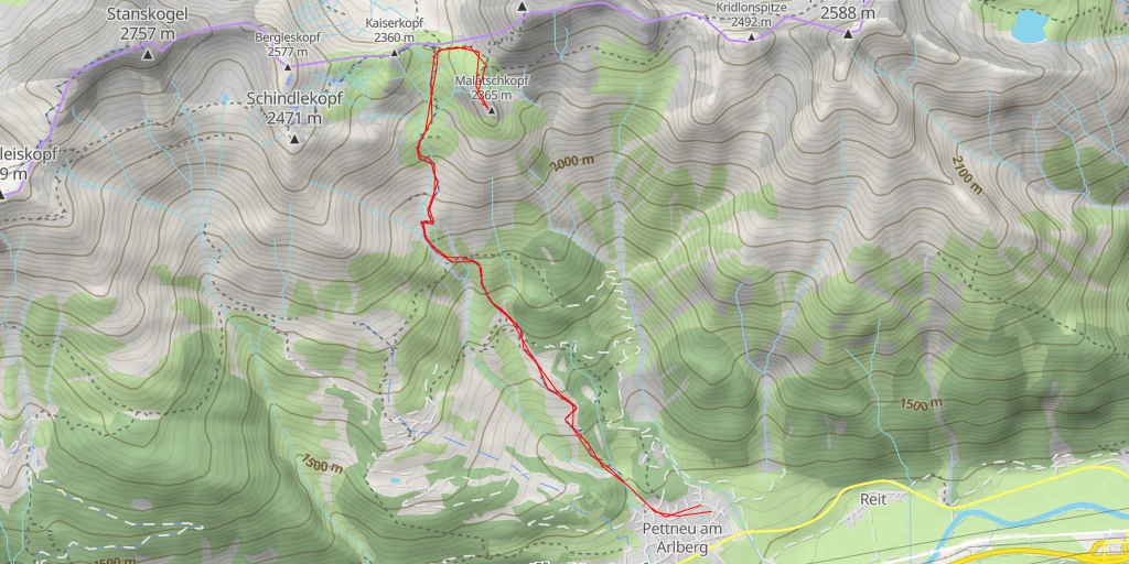 Map of the trail for Malatschkopf