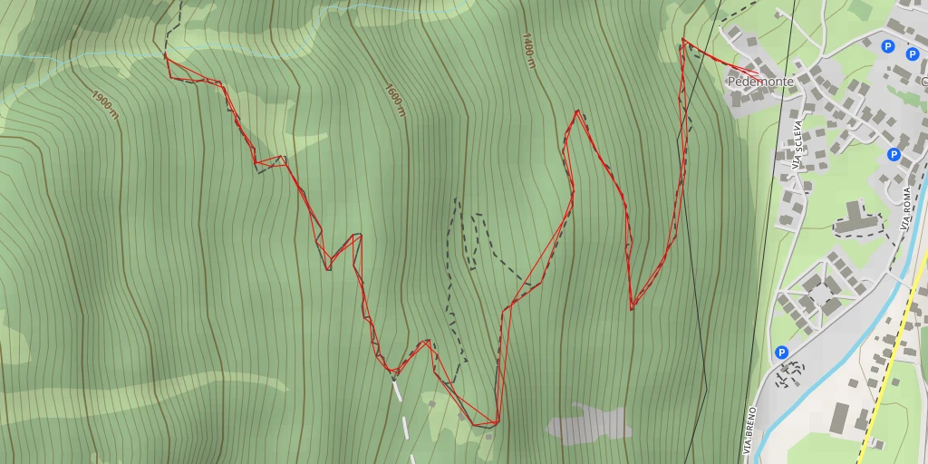 Map of the trail for Via Pozzaglio