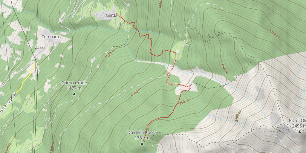 Map of the trail for Dò della Rocca