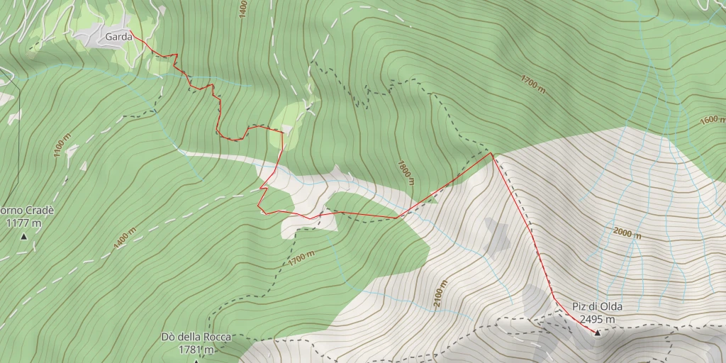 Carte de l'itinéraire :  Piz di Olda