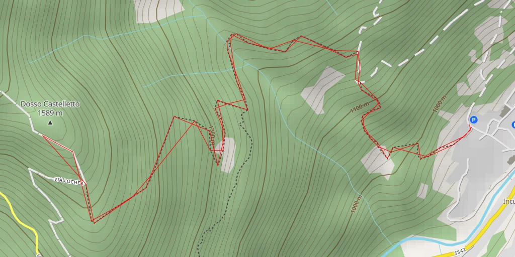 Map of the trail for Dosso Castelletto