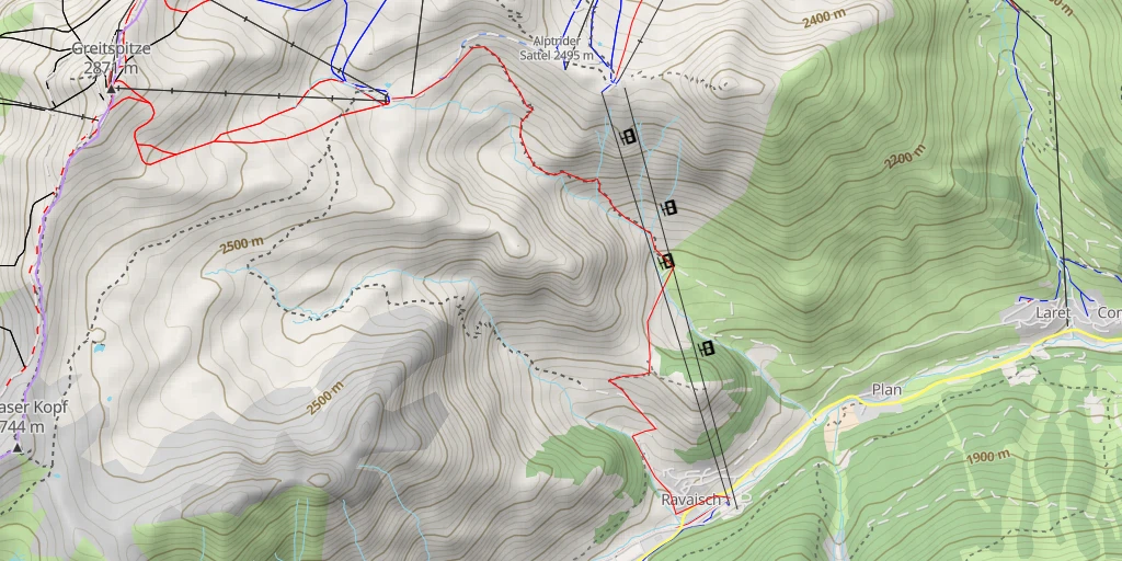 Carte de l'itinéraire :  Viderjochbahn 2 - Schmuggler Trail