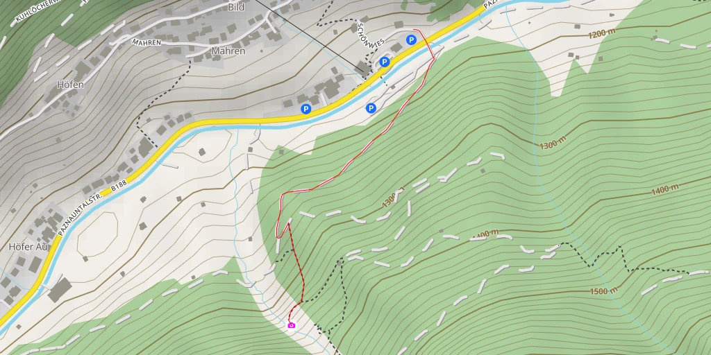 Map of the trail for Visnitzer Wasserfall