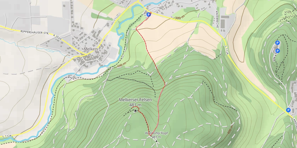 Map of the trail for AI - Melkerser Felsenhäuschen