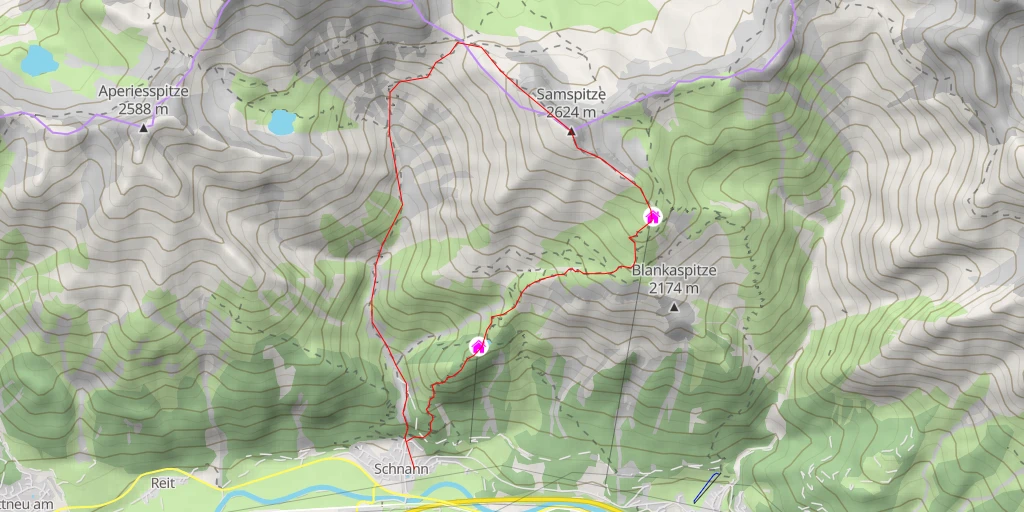 Map of the trail for Samspitze