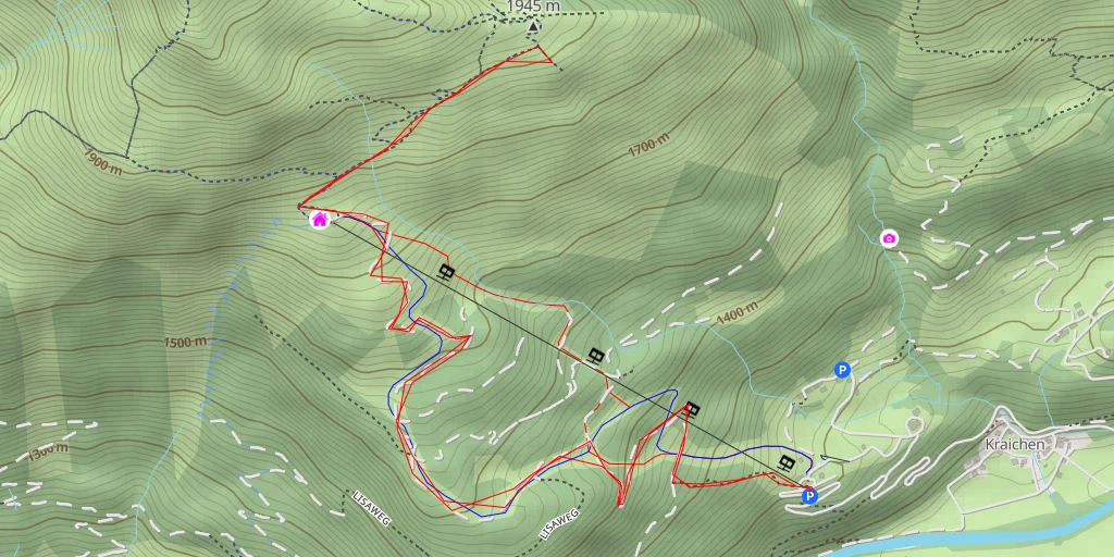 Map of the trail for Botanik-Lehrpfad - Bach