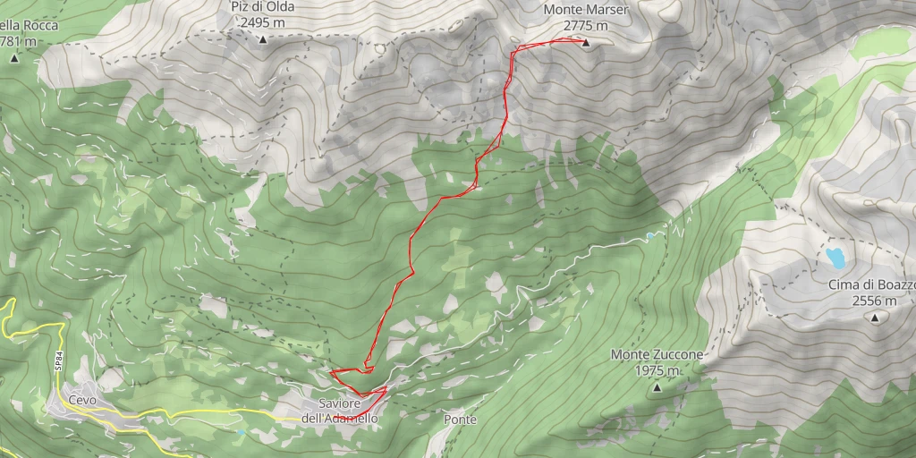 Map of the trail for Monte Marser