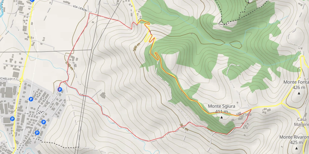 Map of the trail for Monte Sgiura