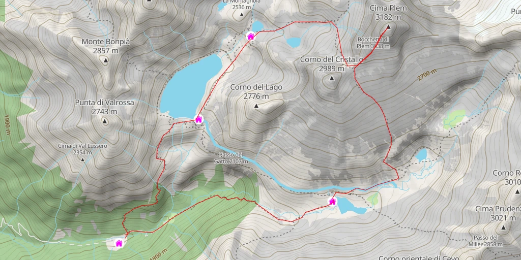 Carte de l'itinéraire :  Cima Plem