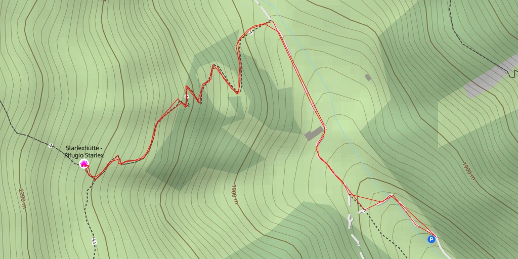 Carte de l'itinéraire :  Starlexhütte - Rifugio Starlex