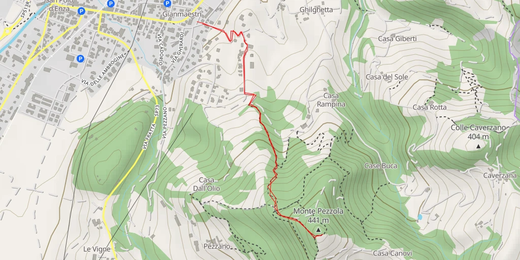 Map of the trail for Monte Pezzola