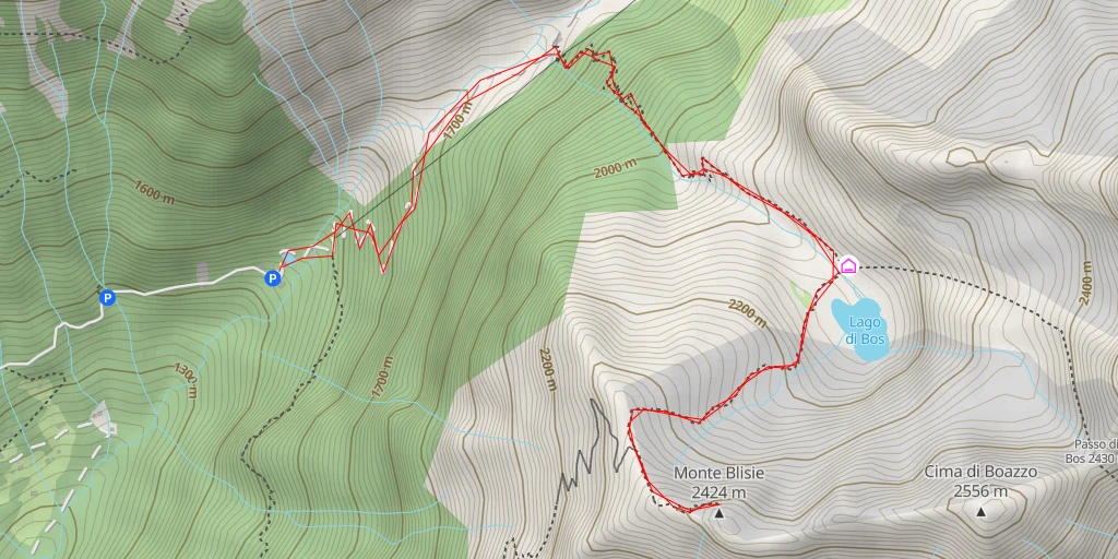 Carte de l'itinéraire :  Monte Blisie