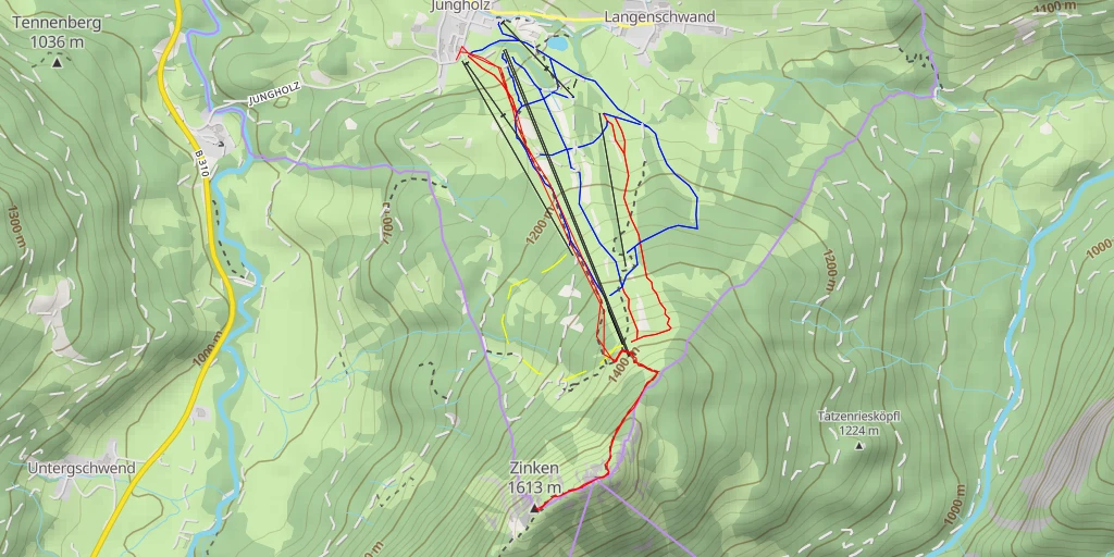 Map of the trail for Zinken