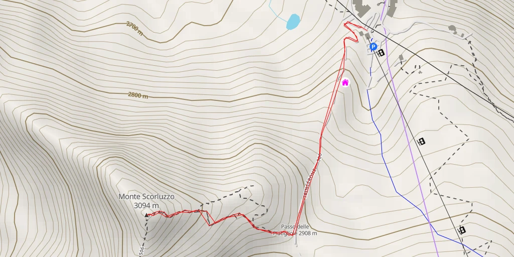 Map of the trail for Monte Scorluzzo