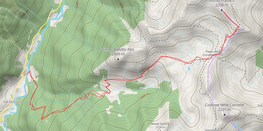 Map of the trail for Dosso Trabacù