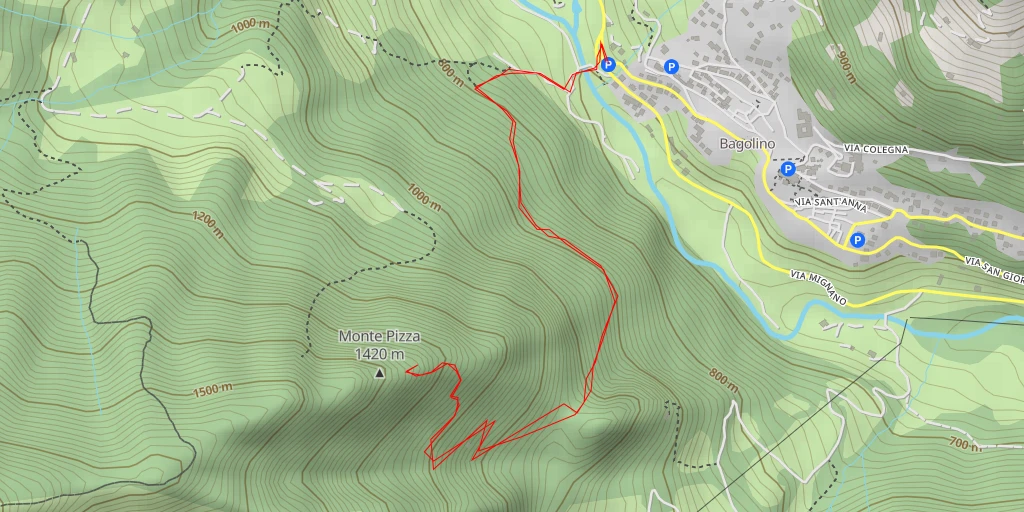 Carte de l'itinéraire :  Monte Pizza