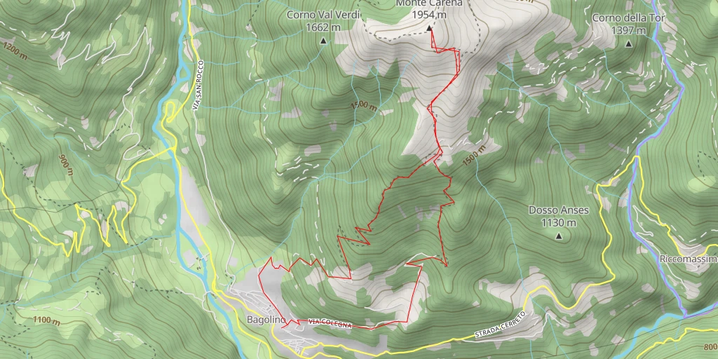 Carte de l'itinéraire :  Monte Carena