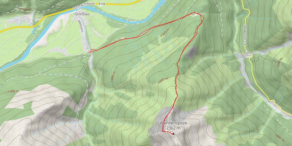 Map of the trail for Wannenspitze