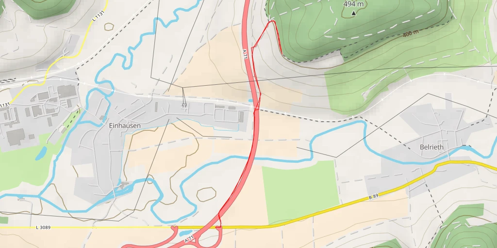 Map of the trail for AI - Halsberghütte - Einhausen