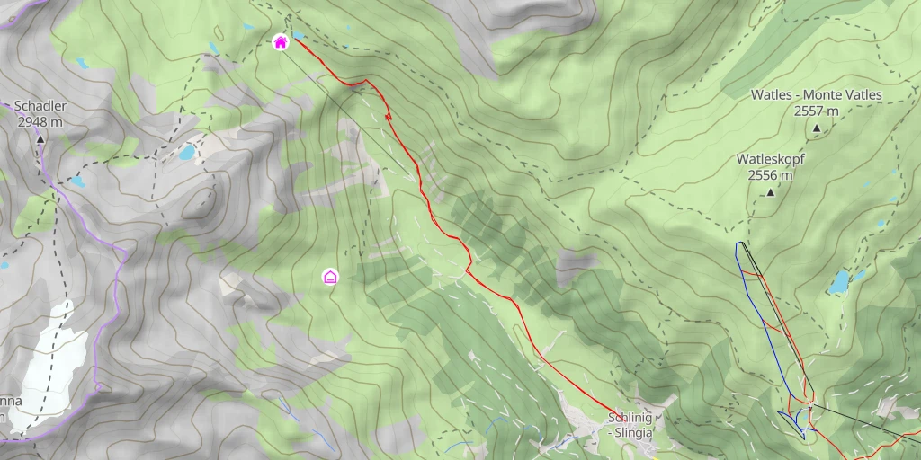 Carte de l'itinéraire :  Pforzheimersee - Laghetto del Rifugio Rasass