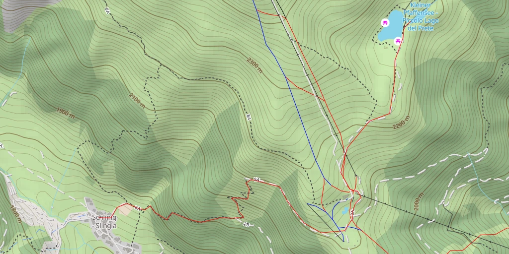 Map of the trail for Kleiner Pfaffensee - Piccolo Lago del Prete