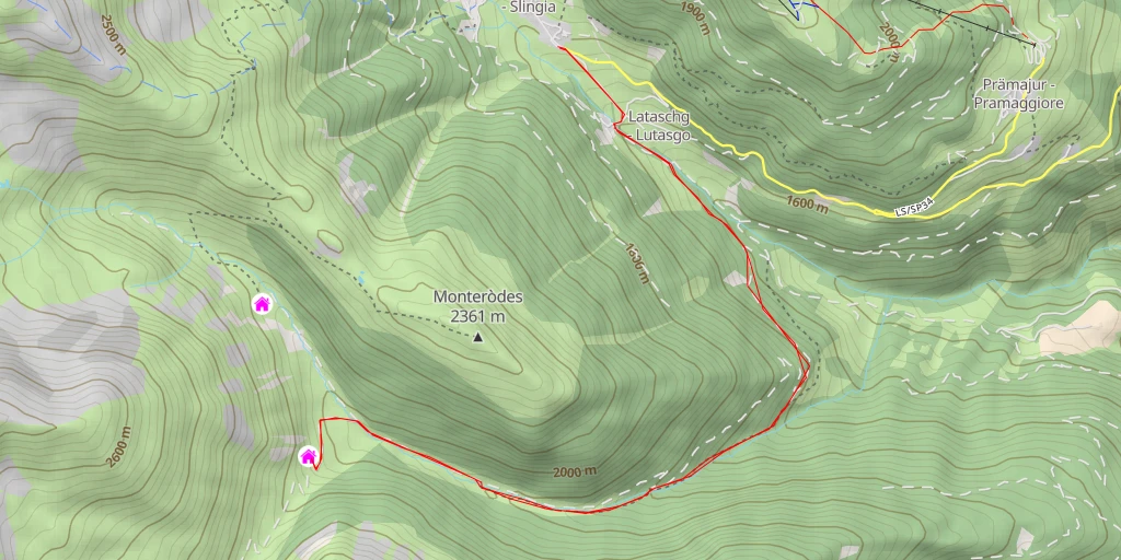 Carte de l'itinéraire :  Laatscher Alm - Malga di Laudes