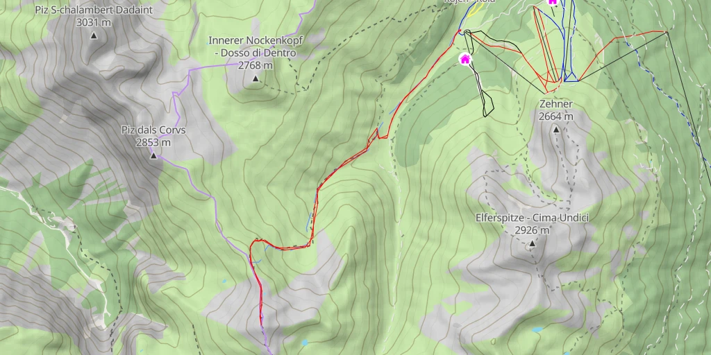 Carte de l'itinéraire :  Grionkopf - Cima di Grion