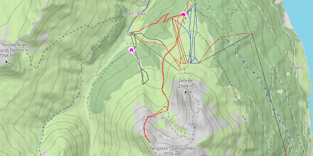 Carte de l'itinéraire :  Zwölferkopf - Cima Dodici