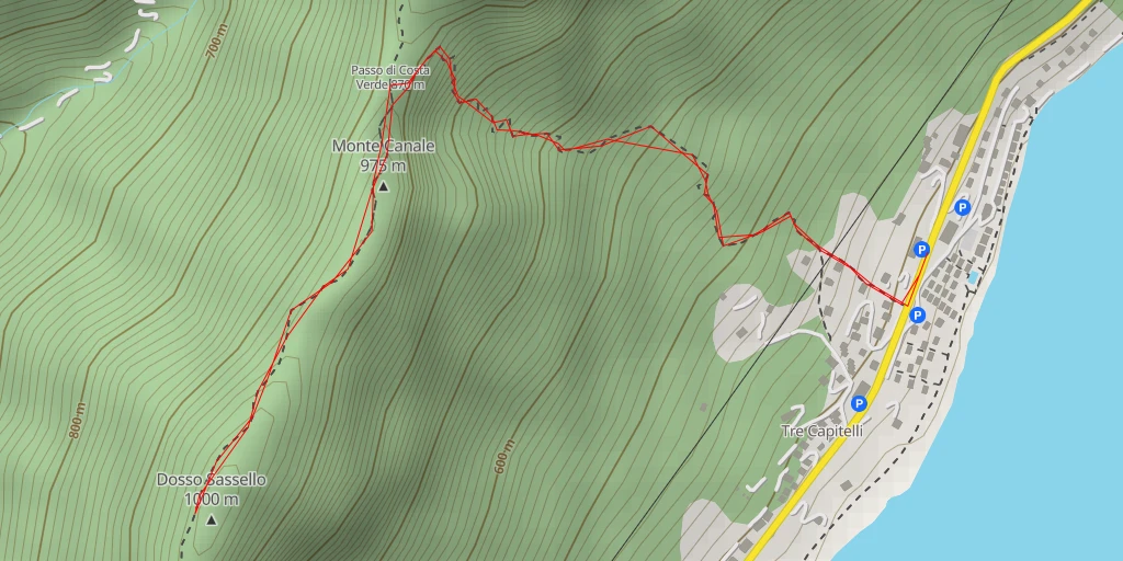 Map of the trail for Dosso Sassello