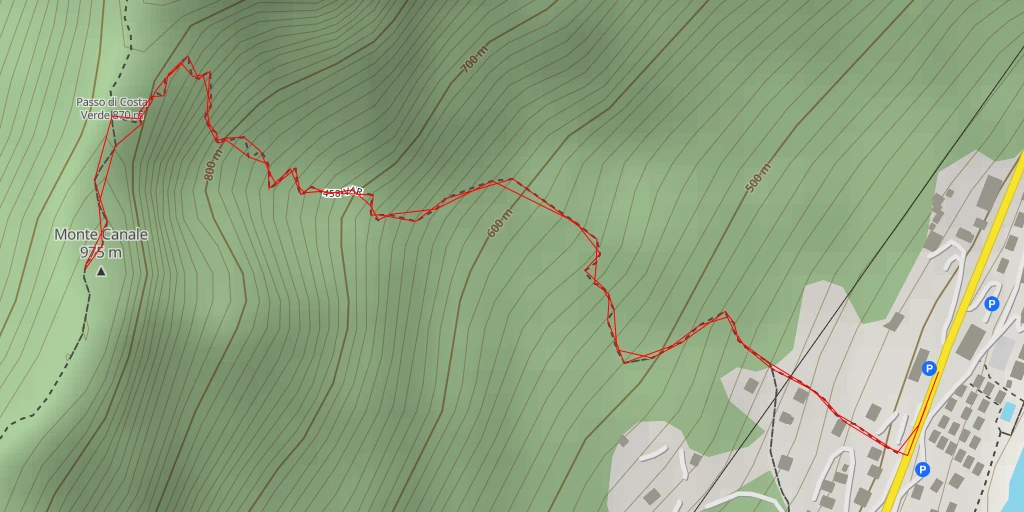 Carte de l'itinéraire :  Monte Canale