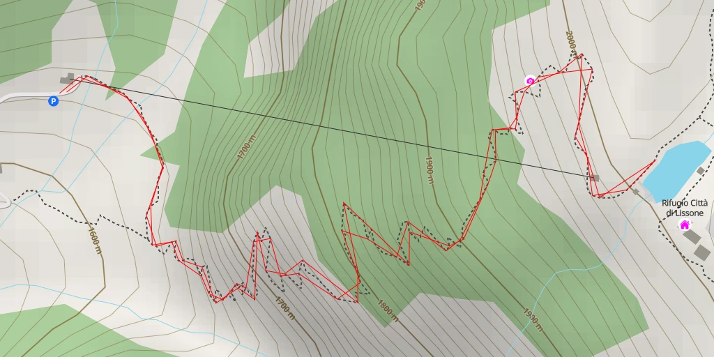 Map of the trail for Rifugio Città di Lissone