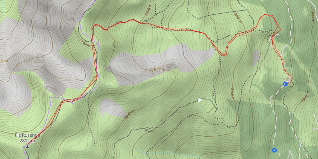 Carte de l'itinéraire :  Piz Rusenna