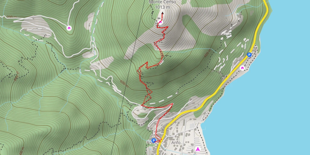 Carte de l'itinéraire :  Monte Censo