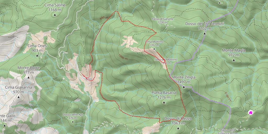 Map of the trail for Cima Moltrino