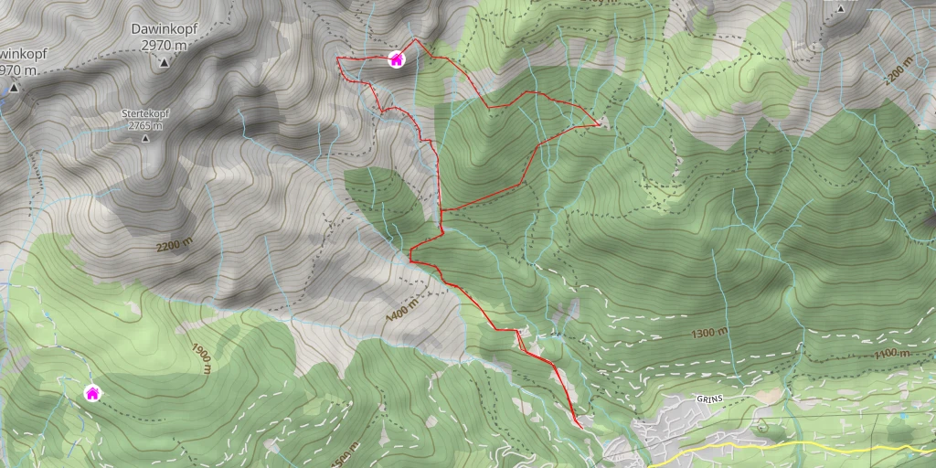 Map of the trail for Augsburger Hütte