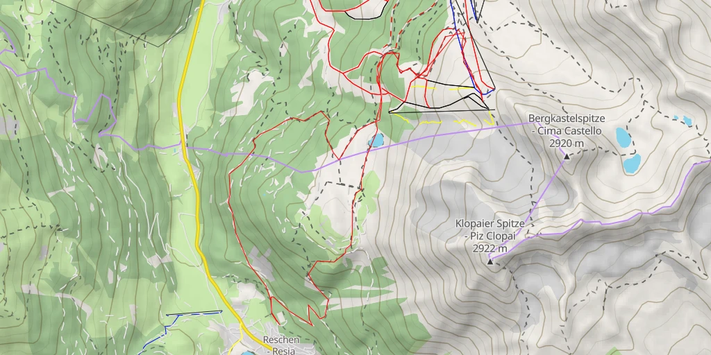 Map of the trail for Almlift - Nauders