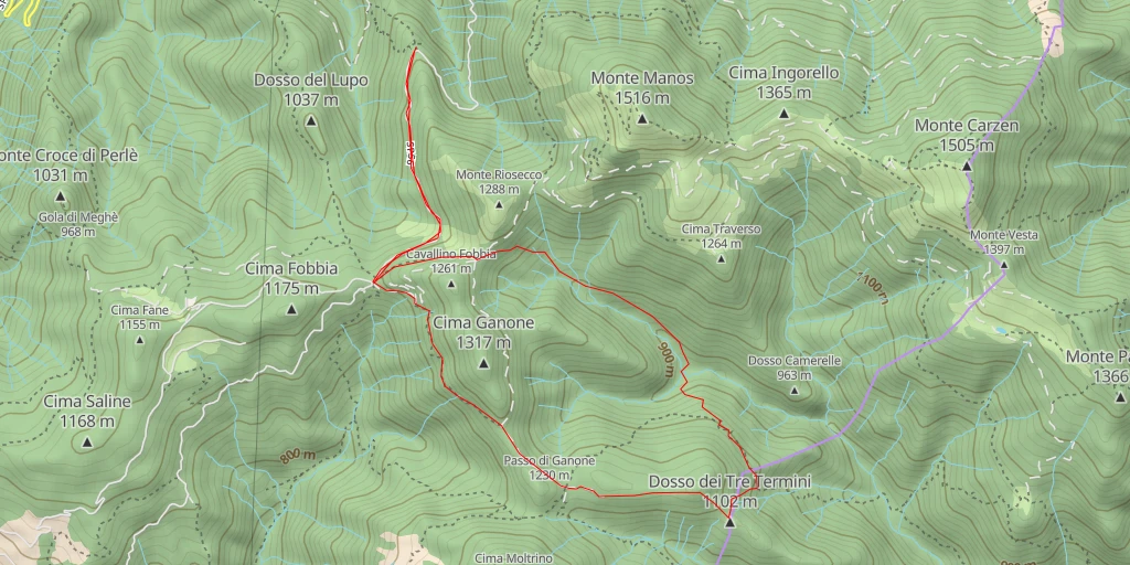 Map of the trail for Dosso dei Tre Termini