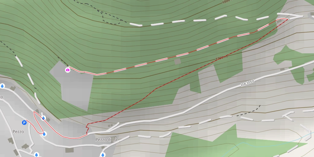 Map of the trail for Area Faunistica di Pezzo - Via Viso