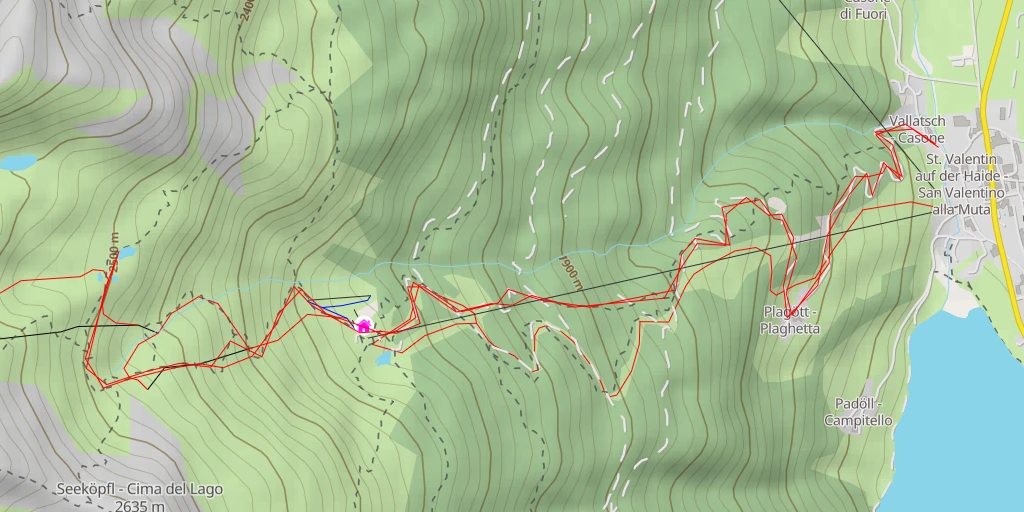 Carte de l'itinéraire :  Haider alm - Alpe della Muta - Graun - Curon Venosta