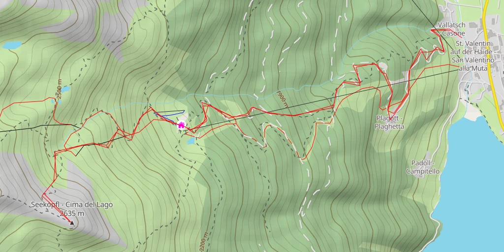 Carte de l'itinéraire :  Seeköpfl - Cima del Lago