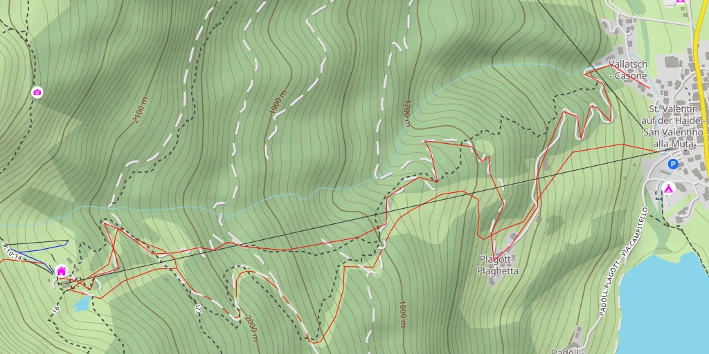 Carte de l'itinéraire :  Haideralm - Malga San Valentino