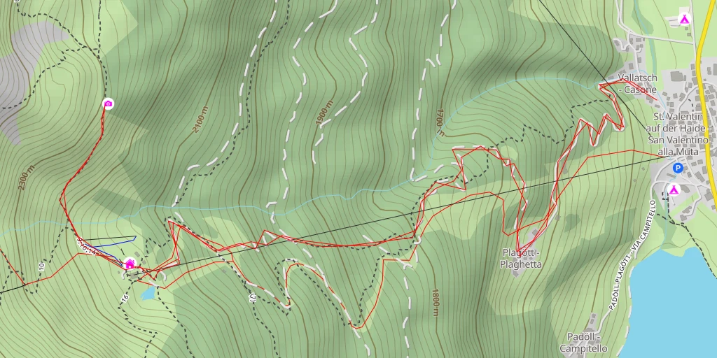 Carte de l'itinéraire :  Vallatsch - Rio Vallaccia