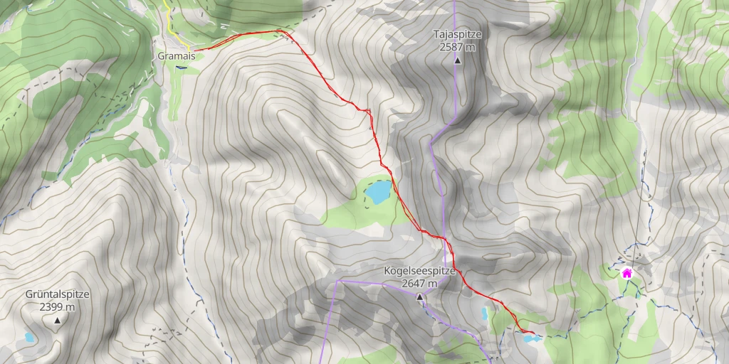 Map of the trail for Unterer Parzinnsee