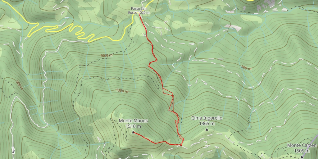 Map of the trail for Monte Manos