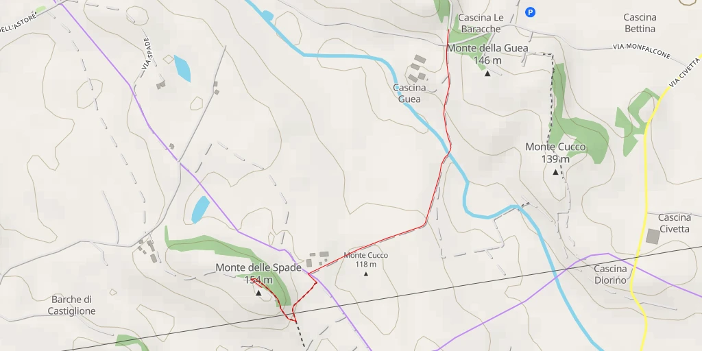 Map of the trail for Monte delle Spade